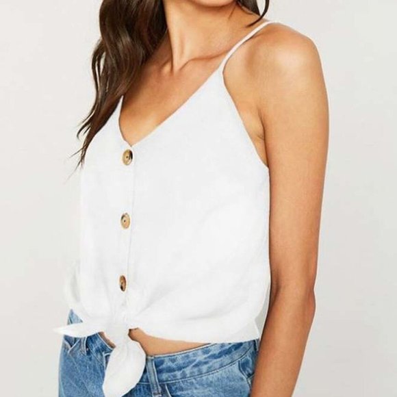 Hayden Tops - Hayden Sleeveless Linen Button Down